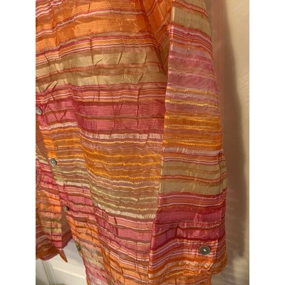 Valerie Stevens Separates Woman Striped Sheer Jacket Top‎ Women Sz XL Orange - Picture 5 of 8